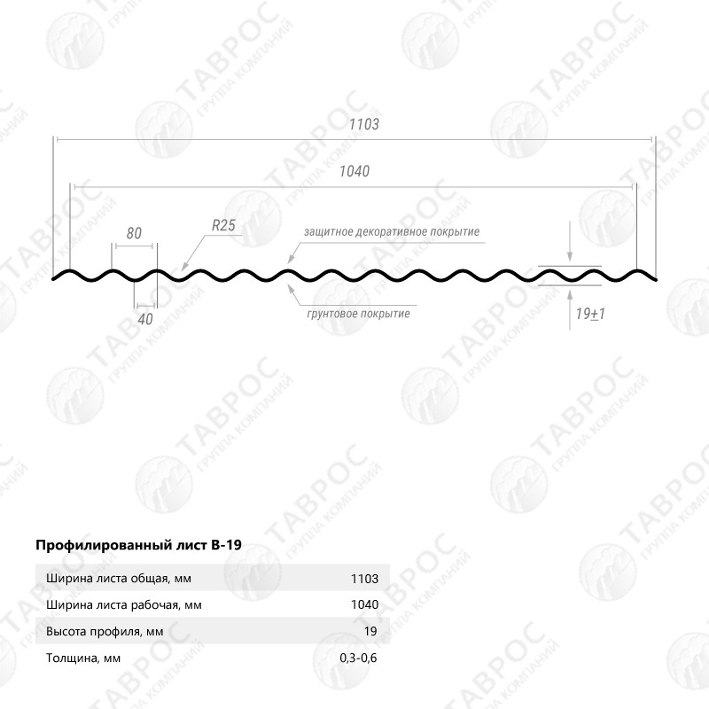 Гофрированный лист В-19 Текстурированный полиэстер Красное дерево 2500*1103*0,4 односторонний