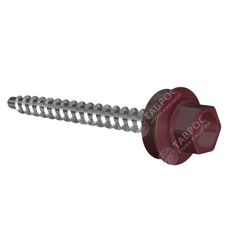 Саморезы Гладкий полиэстер RAL 3005 (Красное вино) 19*5,5 для ограждений