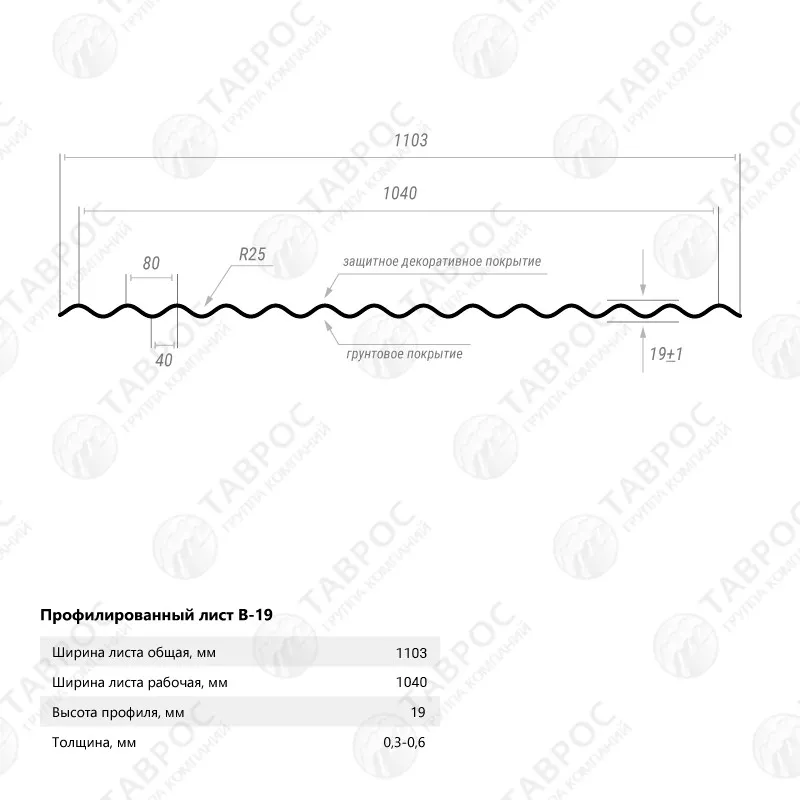 Гофрированный лист В-19 Гладкий полиэстер RAL 7004 (Серый) 3000*1103*0,4 односторонний