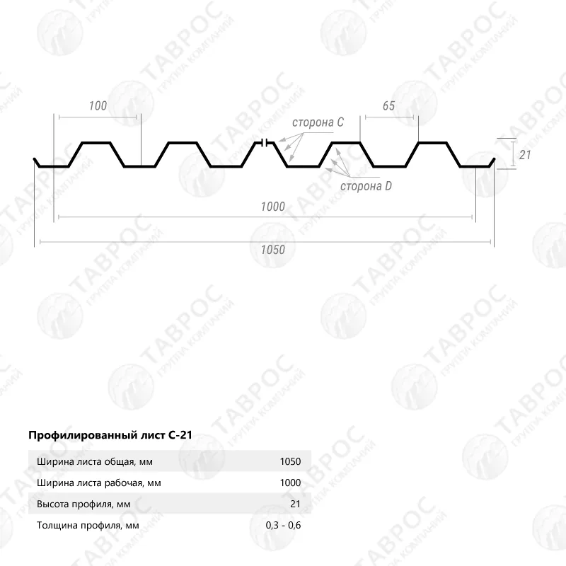 Профнастил С-21 Гладкий полиэстер RAL 7004 (Серый) 1500*1050*0,45 односторонний